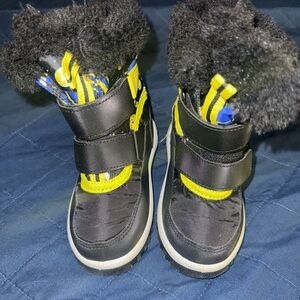 Kids Black and Yellow Winter Boots